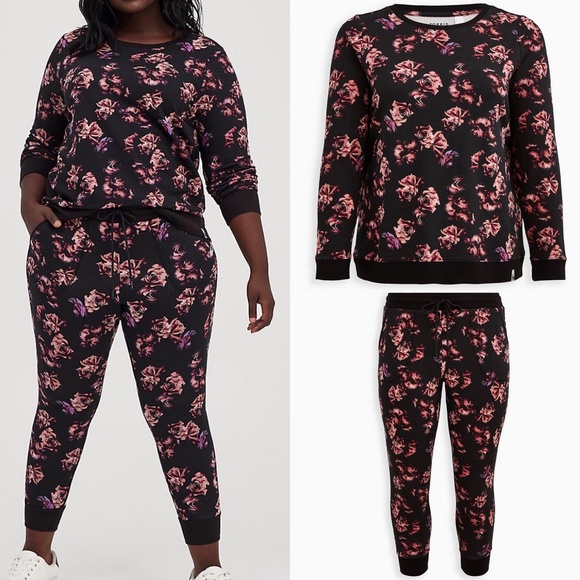 SET: Torrid Everyday Fleece Floral Active Sweatshirt/Jogger 2X - Picture 1 of 14